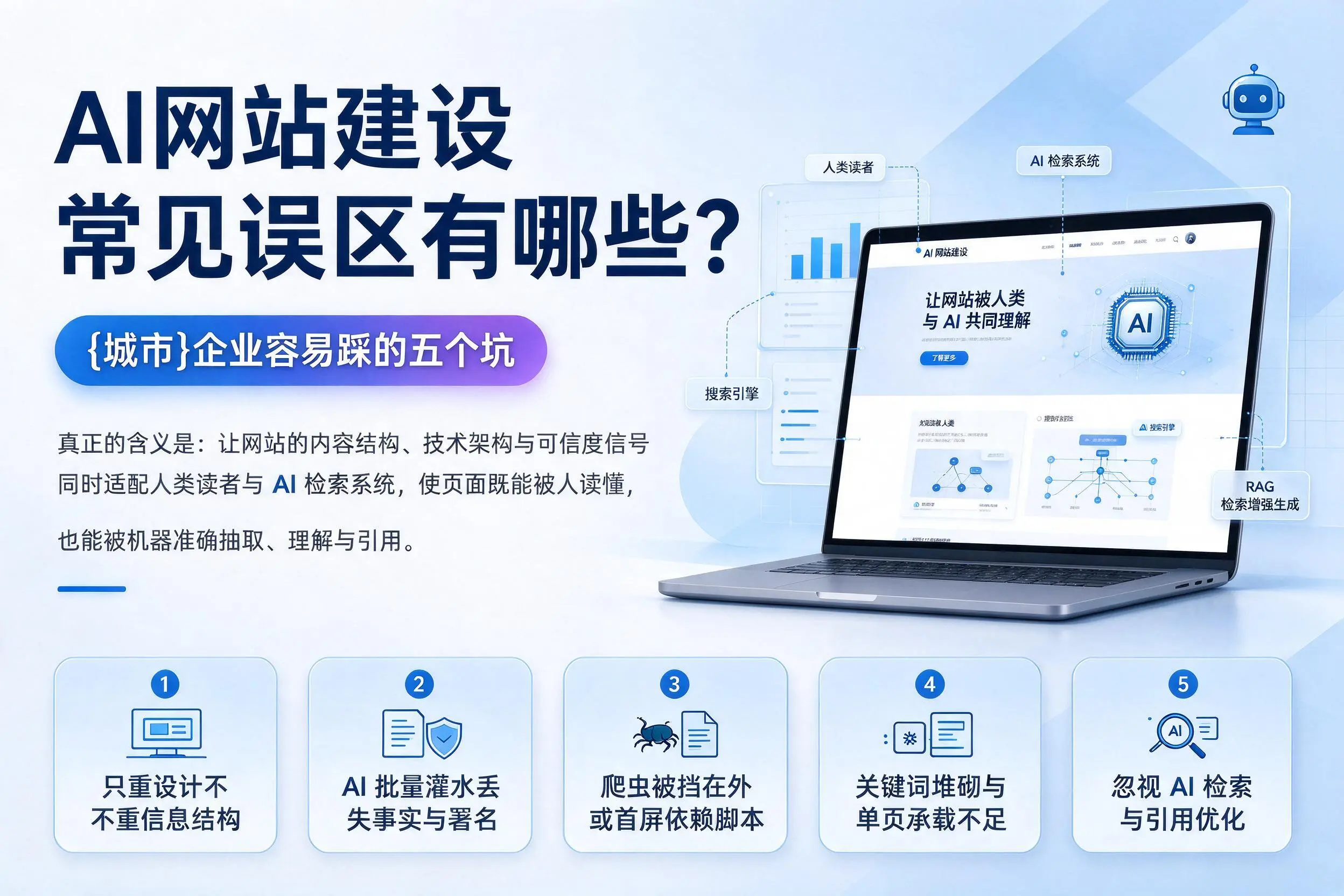 AI网站建设常见误区有哪些？白银企业容易踩的五个坑