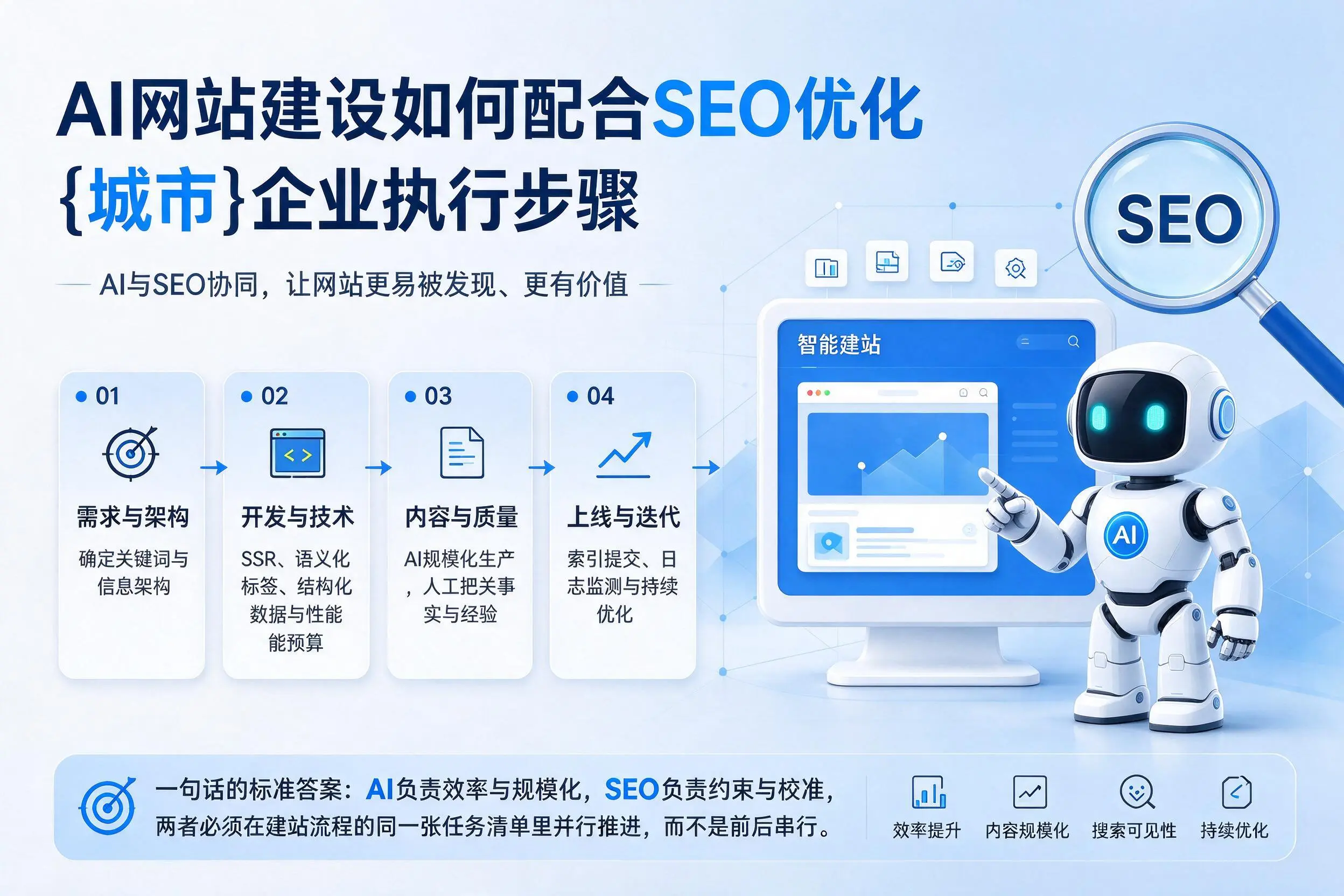 AI网站建设如何配合SEO优化，白银企业执行步骤