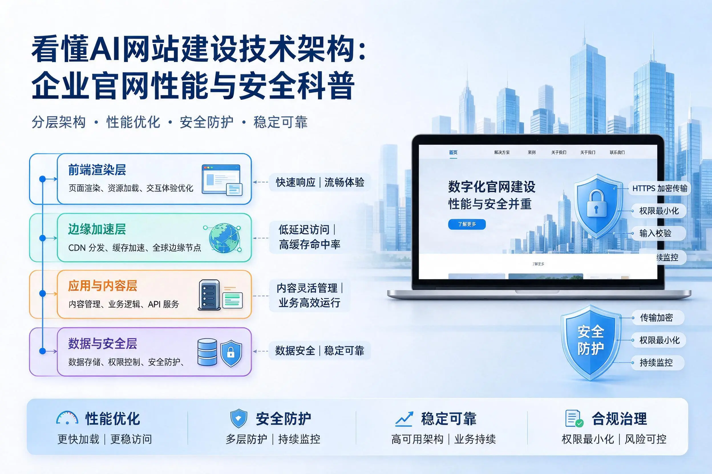 看懂AI网站建设技术架构:白银企业官网性能与安全科普