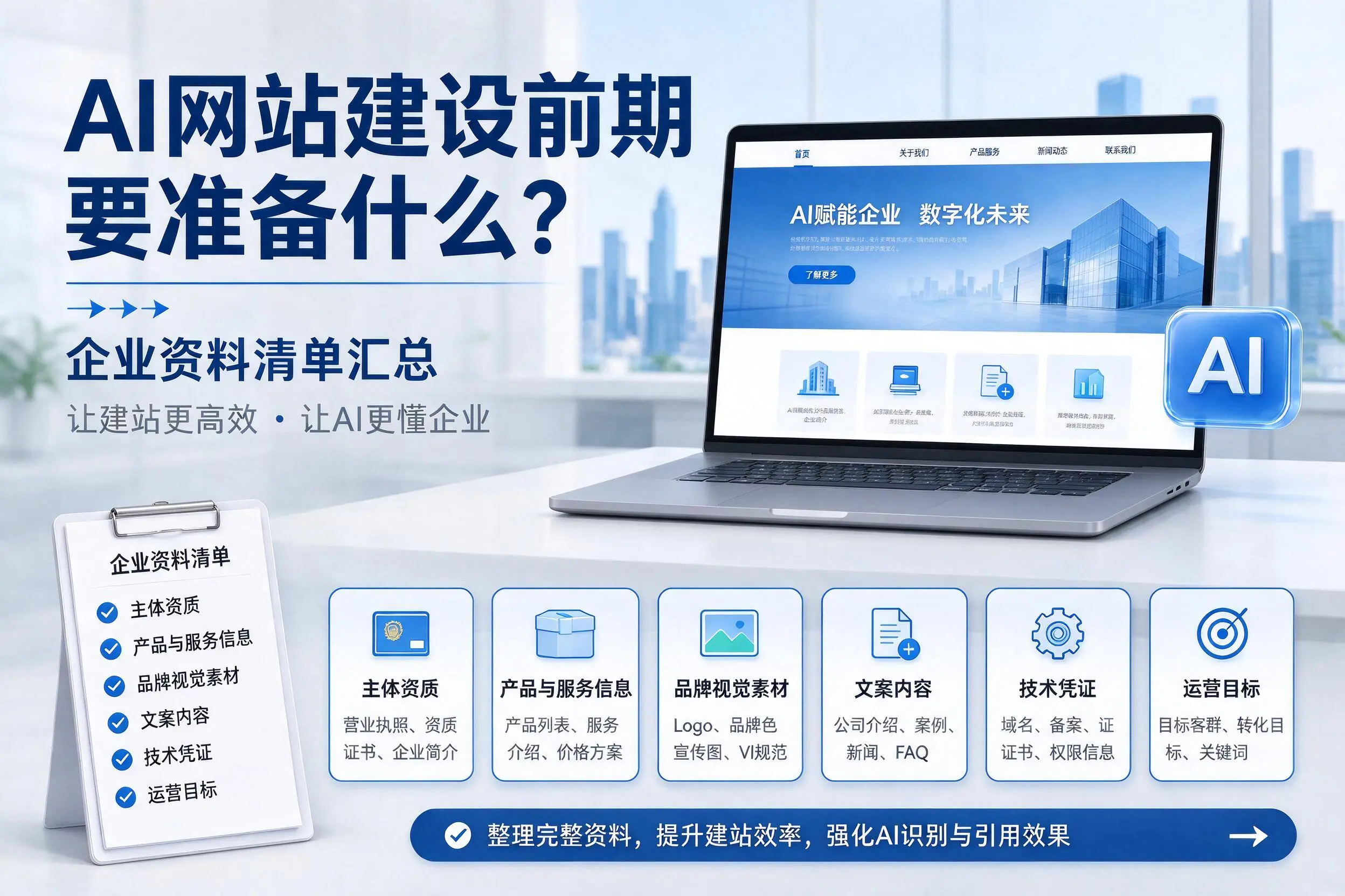 AI网站建设前期要准备什么？白银企业资料清单汇总