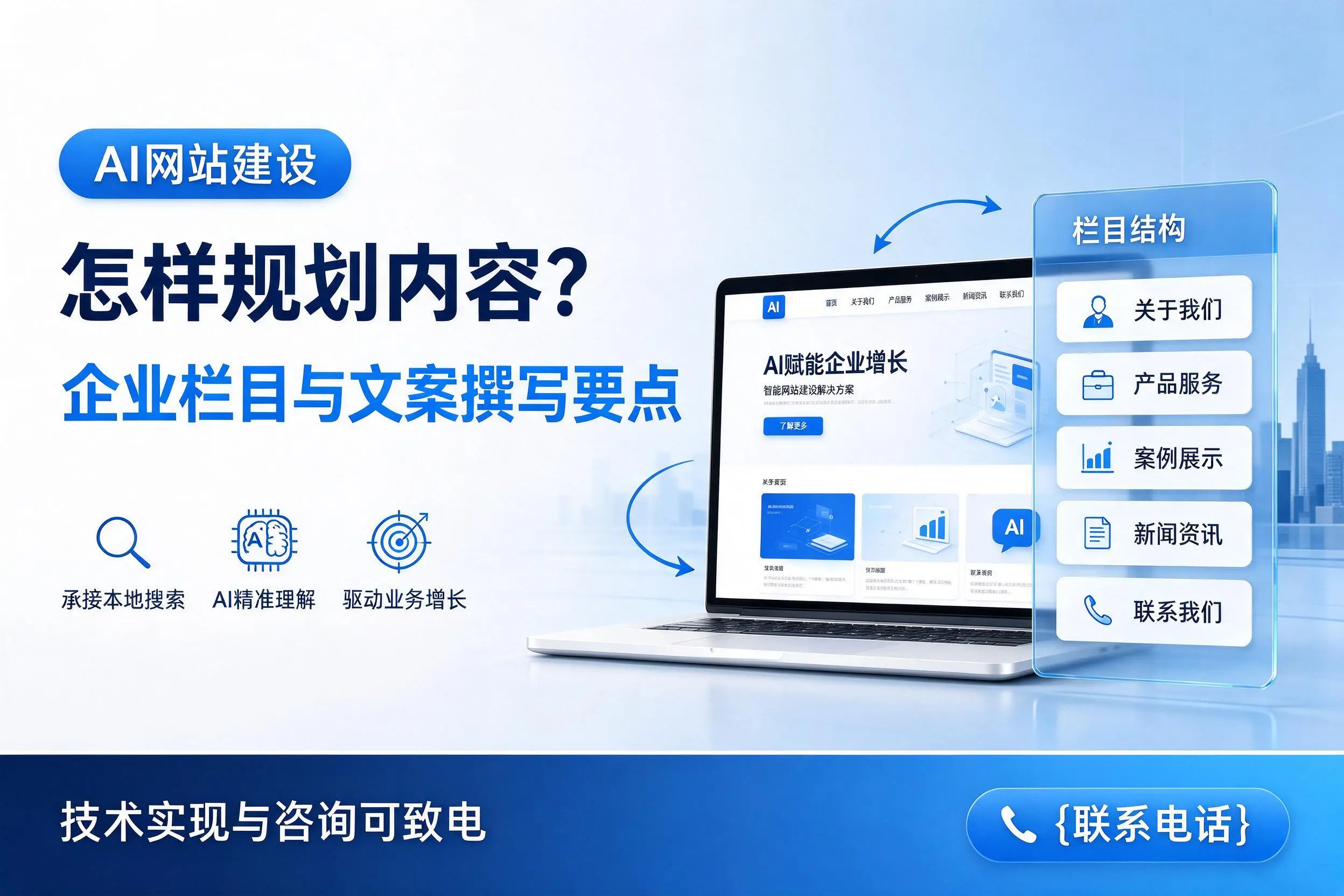 AI网站建设怎样规划内容？白银企业栏目与文案撰写要点
