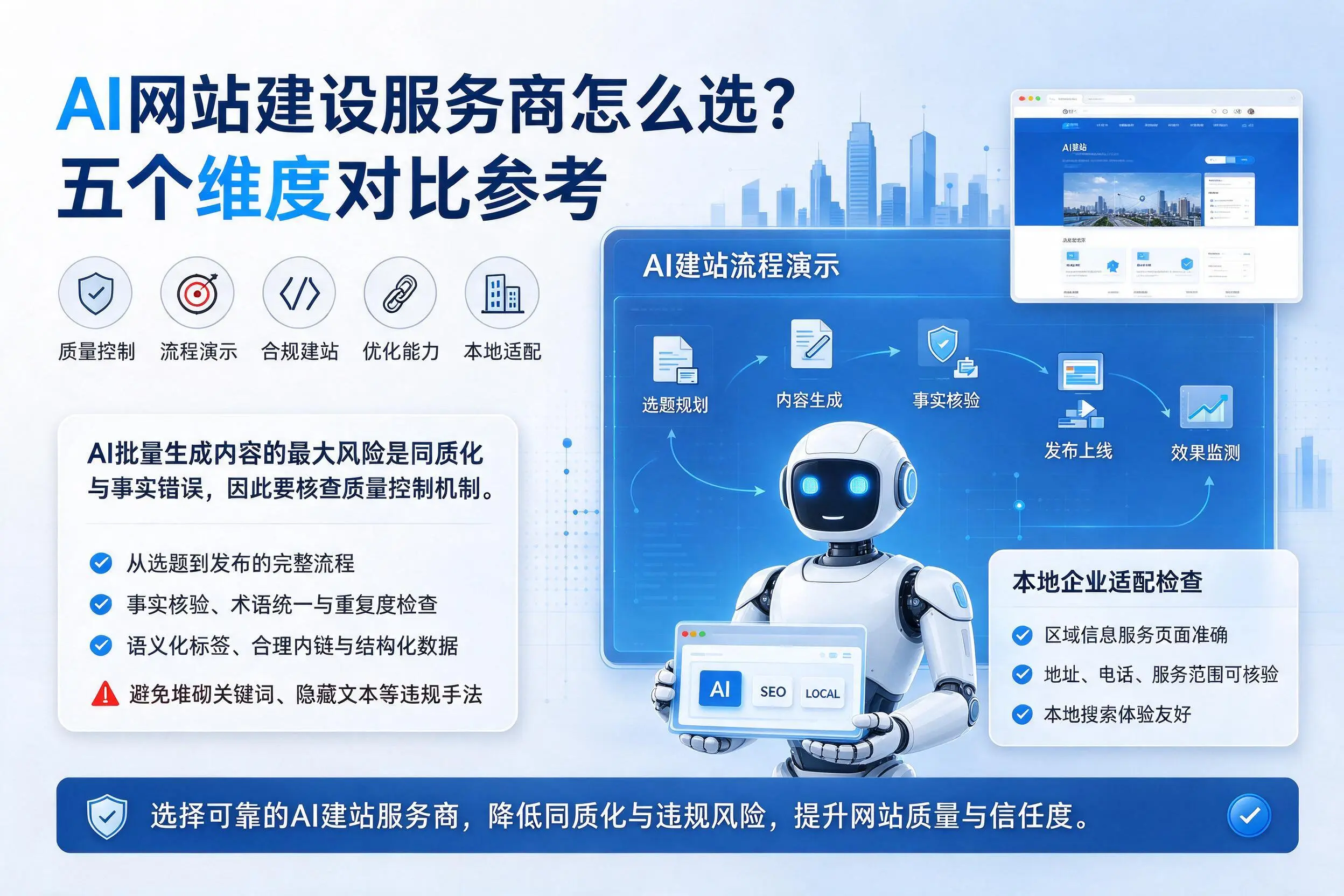 白银AI网站建设服务商怎么选?五个维度对比参考