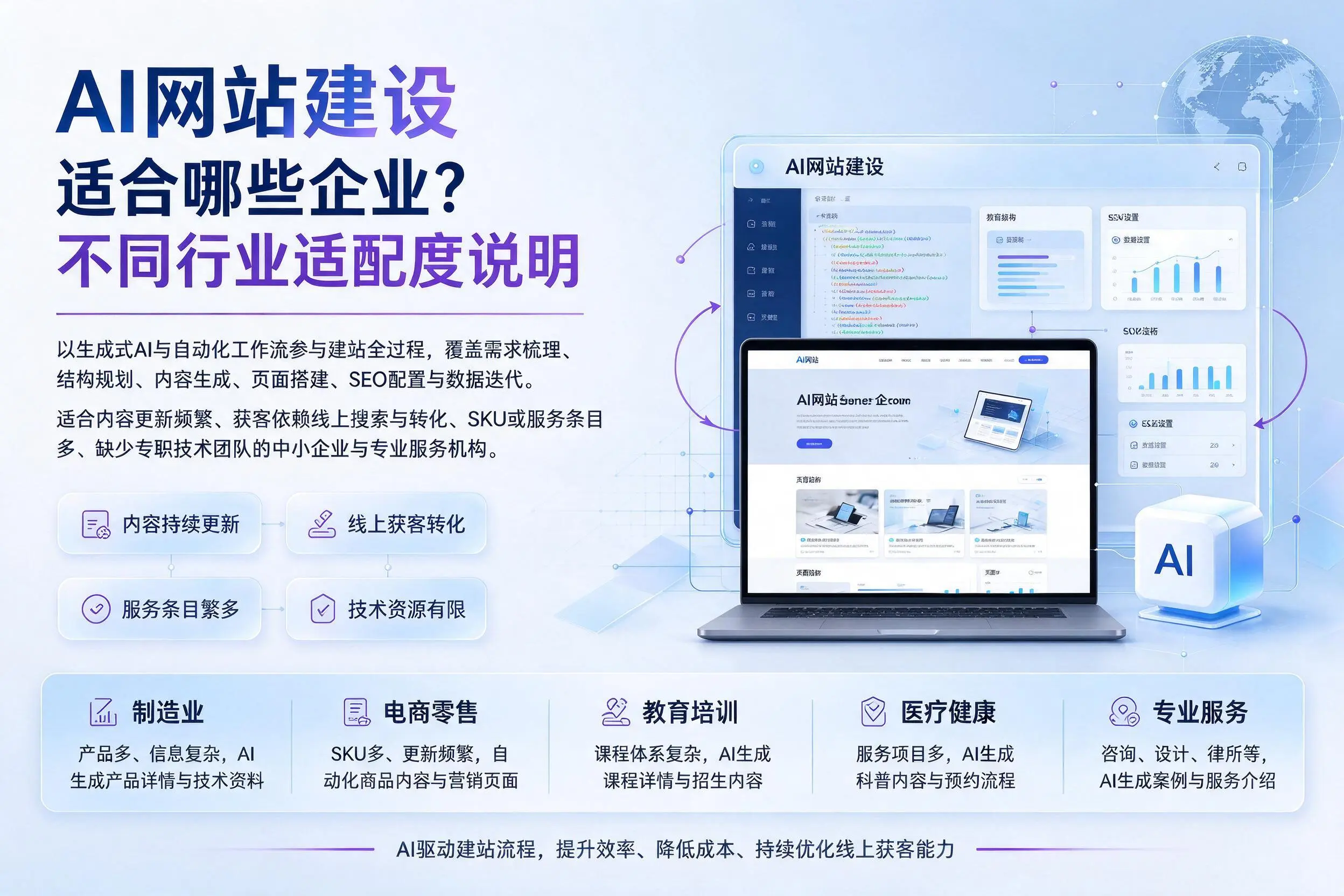AI网站建设适合哪些企业？白银不同行业适配度说明